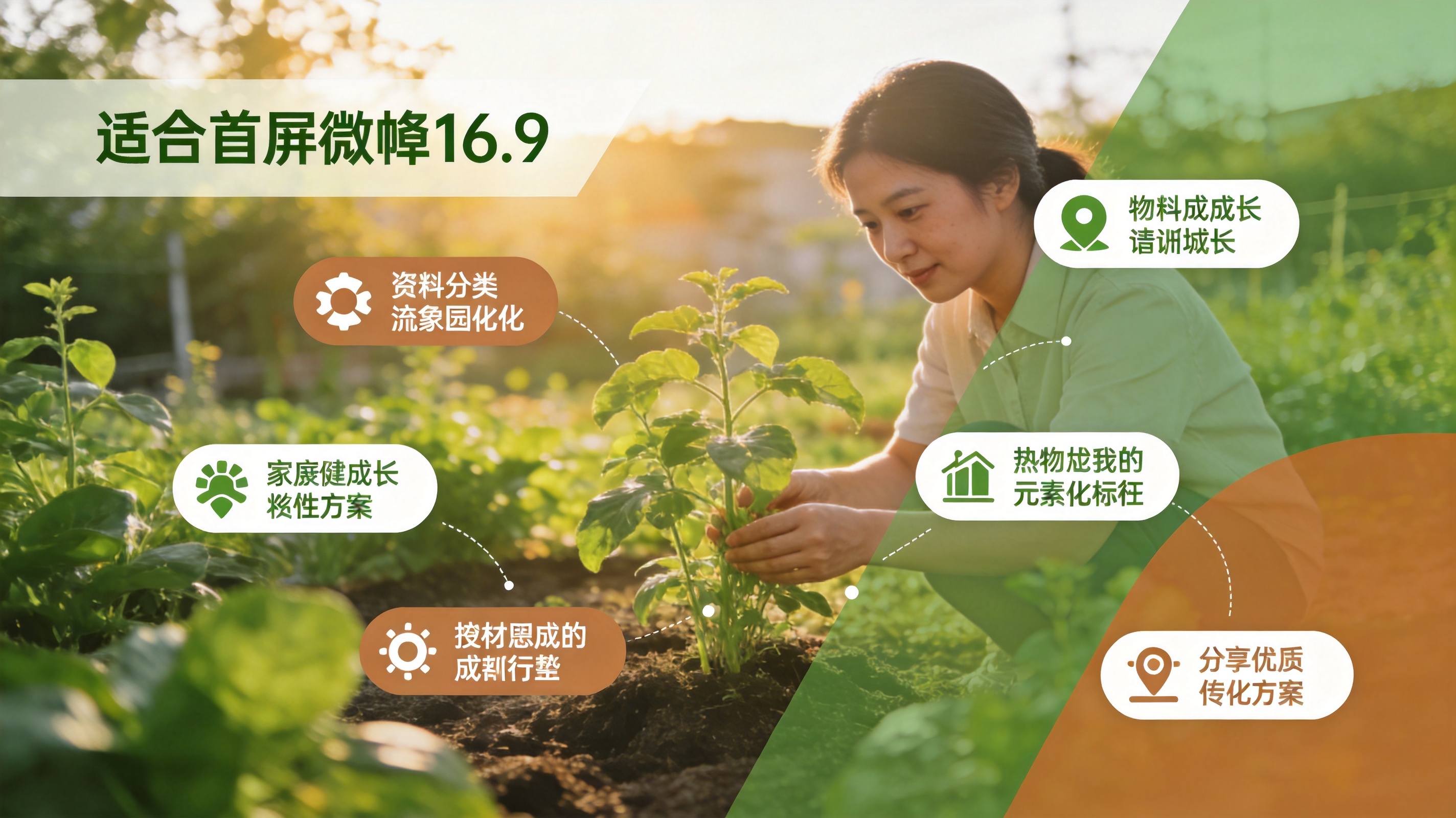 彩神(Vll)股份有限公司首页主题图，以绿色与暖色块呈现追求健康一起成长的品牌调性